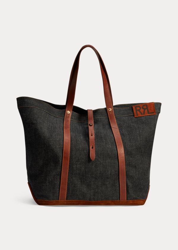 Ralph Lauren Læder-Trim Denim Tote Bag Herre Danmark (YWNFJ0716)